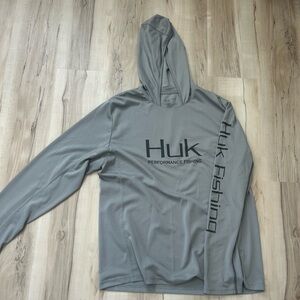 Huk Gray Performance Fishing Hoodie